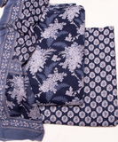 Dark Blue Printed Cotton Suit Set