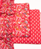 Red Printed Cotton Suit Set