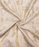 White-Golden Color Jaal Pattern Dyeable Tissue Silk Fabric