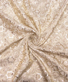 White-Golden Color Jaal Pattern Dyeable Tissue Silk Fabric