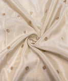 White-Golden Color Buti Pattern Dyeable Tissue Silk Fabric