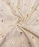 White-Golden Color Buti Pattern Dyeable Tissue Silk Fabric