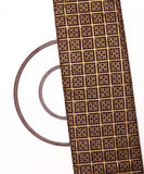 Brown Colour  Golden Embroidery Paper Silk Fabric ( 2 Meter )