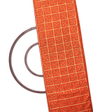 Orange Colour Golden Embroidery Paper Silk Fabric ( 2.5 Meter )