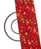 Red Colour Thread Embroidery Malbari Silk Fabric ( 1 Meter )