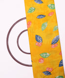 Yellow Colour Leaf Print Rayon Fabric (2.50 Meter)