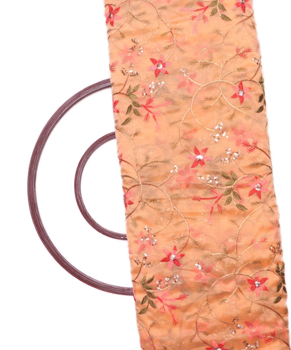 Pure, Embroidered, Floral, Silk Organza Fabric 