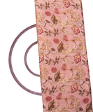 Tan Colour Digital Floral Print Viscose Chinon Silk Fabric