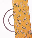 Yellow Colour Digital Floral Print Viscose Chinon Silk Fabric