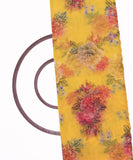 Yellow Colour Floral Print Organza Fabric