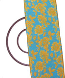Blue Colour Digital Floral Print Viscose Chinon Silk Fabric