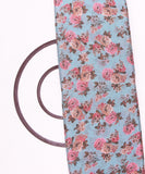 Light Blue Colour Digital Floral Print Viscose Chinon Silk Fabric