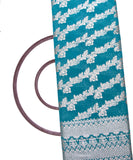 Turquoise Colour Floral Design Dolla Silk Fabric