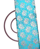 Turquoise Green Colour Floral Design Heavy Satin Brocade Silk Fabric