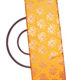 Orange Colour Floral Design Heavy Satin Brocade Silk Fabric