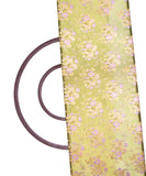 Pista Green Colour Floral Design Heavy Satin Brocade Silk Fabric