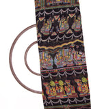 Black Colour Traditional Print Chiffon Fabric