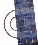 Light Denim Blue Colour Checks Print Modal Chanderi Fabric