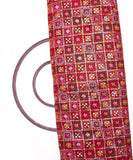 Red Colour Thread Embroidery Georgette Fabric
