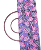 Lavender Colour Floral Print Chanderi Silk Fabric