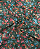 Dark Green Colour ChikanKari Georgette Embroidery Fabric