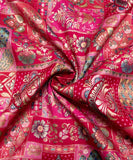 Light Magenta Colour Floral Pattern Brocade Silk Fabric