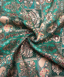 Green Colour Floral Pattern Brocade Silk Fabric