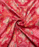 Red Colour Floral Pattern Brocade Silk Fabric