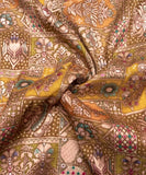 Yellow Golden Colour Floral Pattern Brocade Silk Fabric