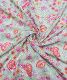 Mint Green Color Heavy Floral Georgette Embroidery Fabric