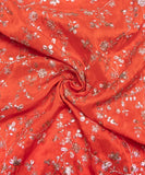Orange Rust Color Floral Embroidery Uppada Silk Fabric