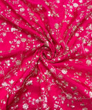 Magenta Color Floral Embroidery Uppada Silk Fabric