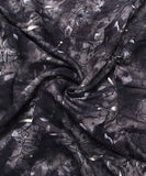 Dark Grey Colour Floral Print Viscose Modal Silk Fabric