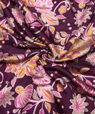 Wine Colour Floral Print Viscose Modal Silk Fabric