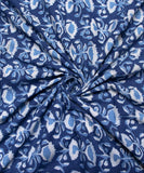 Blue Colour Floral Hand Block Printed Cotton Fabric