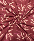 Rust Maroon Colour Floral Hand Block Printed Cotton Fabric