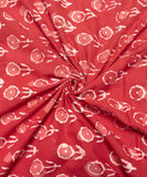 Rust Red Colour Floral Hand Block Printed Cotton Fabric
