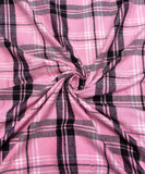 Pink Colour Checks Pattern Flannel Cotton Fabric