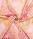 Peach Pink Colour Floral Organza Embroidery Fabric