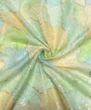 Pastel Green Colour Floral Organza Embroidery Fabric