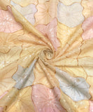 Pastel Yellow Colour Floral Organza Embroidery Fabric
