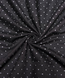 Black Colour Dots Print Denim Fabric
