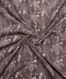 Elephant Grey Colour Floral Block Printed Cotton Fabric