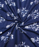 Indigo Colour Floral Block Printed Cotton Fabric
