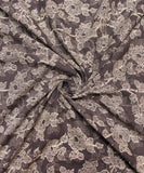 Elephant Grey Colour Floral Block Print Cotton Fabric