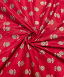Rust Red Colour Floral Print Cotton Fabric