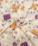 White Colour Chikankari Cotton Embroidery Fabric