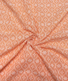 Peach Colour Chikankari Cotton Embroidery Fabric
