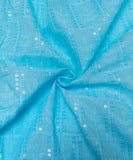 Light Blue Colour Chikankari Cotton Embroidery Fabric
