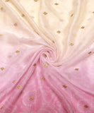 Pink Bandhani Embroidery Digital Print Chiffon Fabric